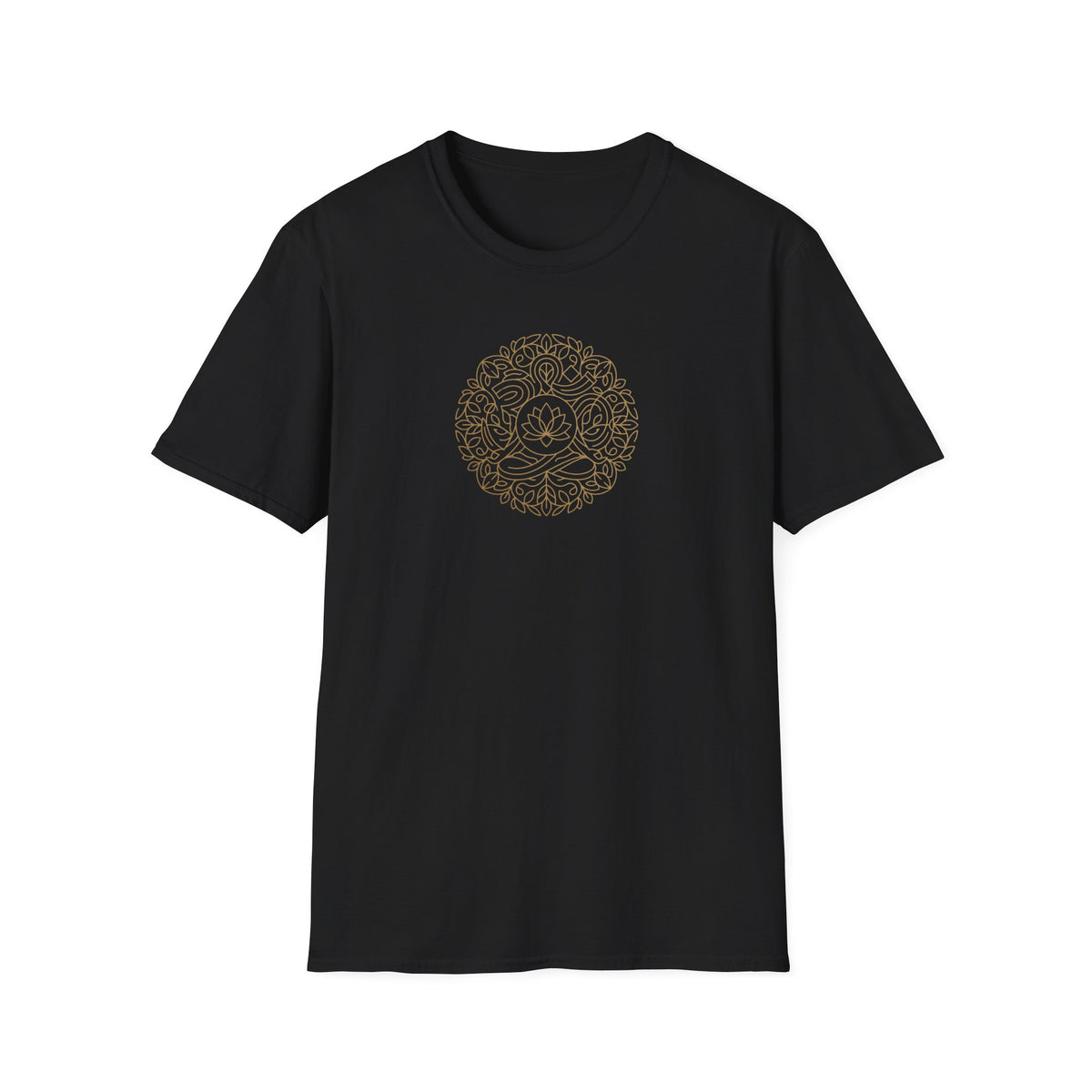 Gold Line Art Lotus Mandala T-Shirt