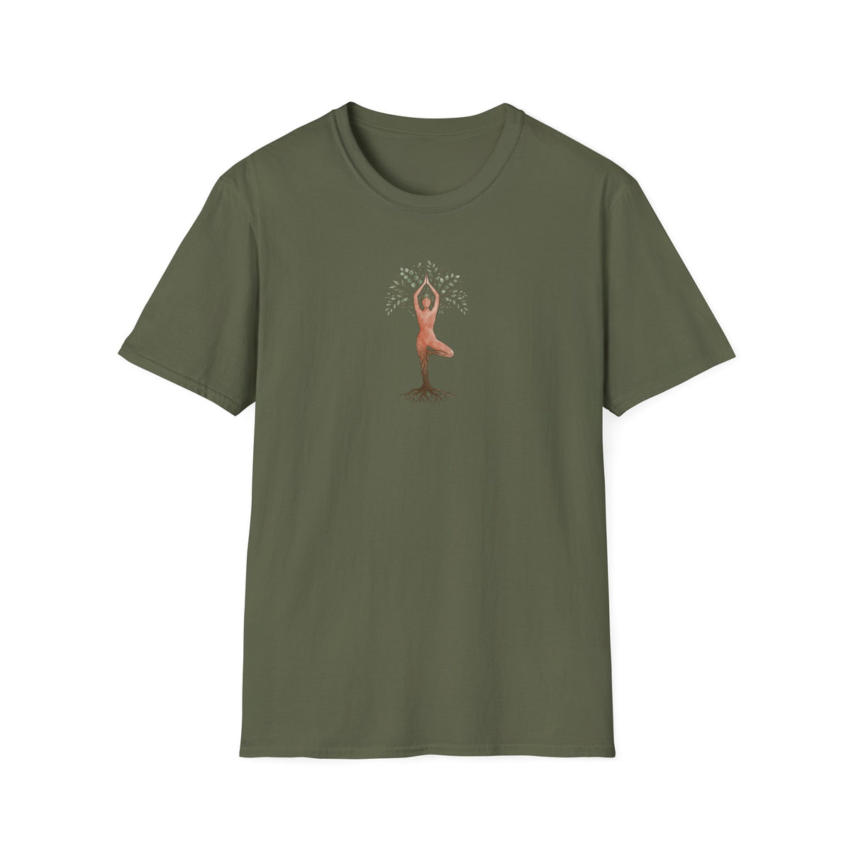 Watercolor Rooted Tree Pose T-Shirt