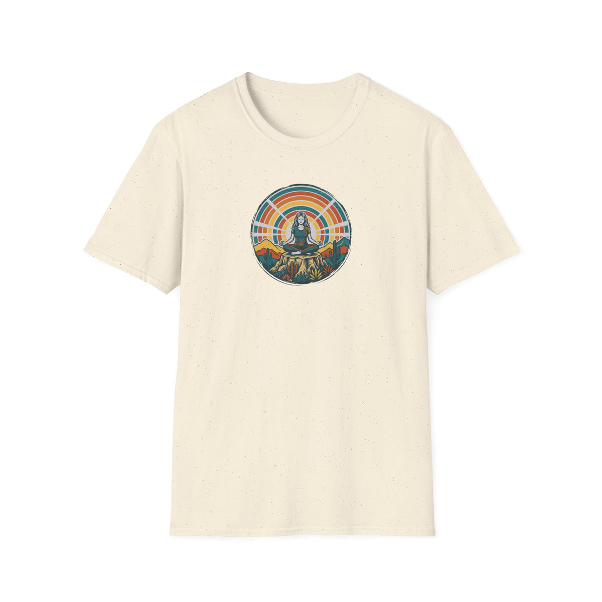 Retro Sunset Desert Yoga Pose T-Shirt