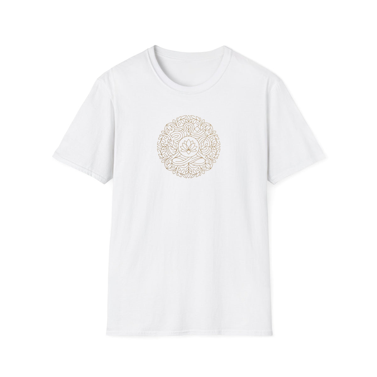 Gold Line Art Lotus Mandala T-Shirt