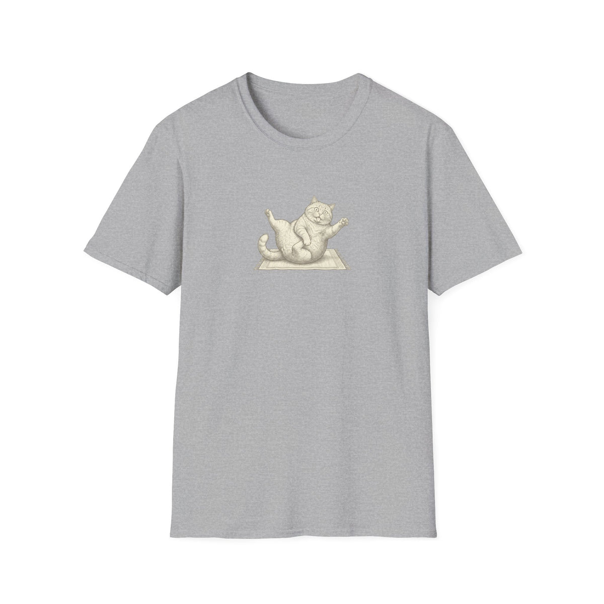 Black & White Clumsy Yoga Cat T-Shirt