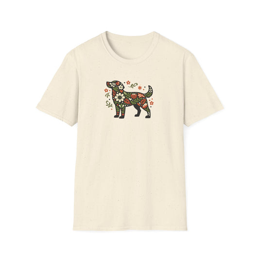Floral Standing Dog T-Shirt