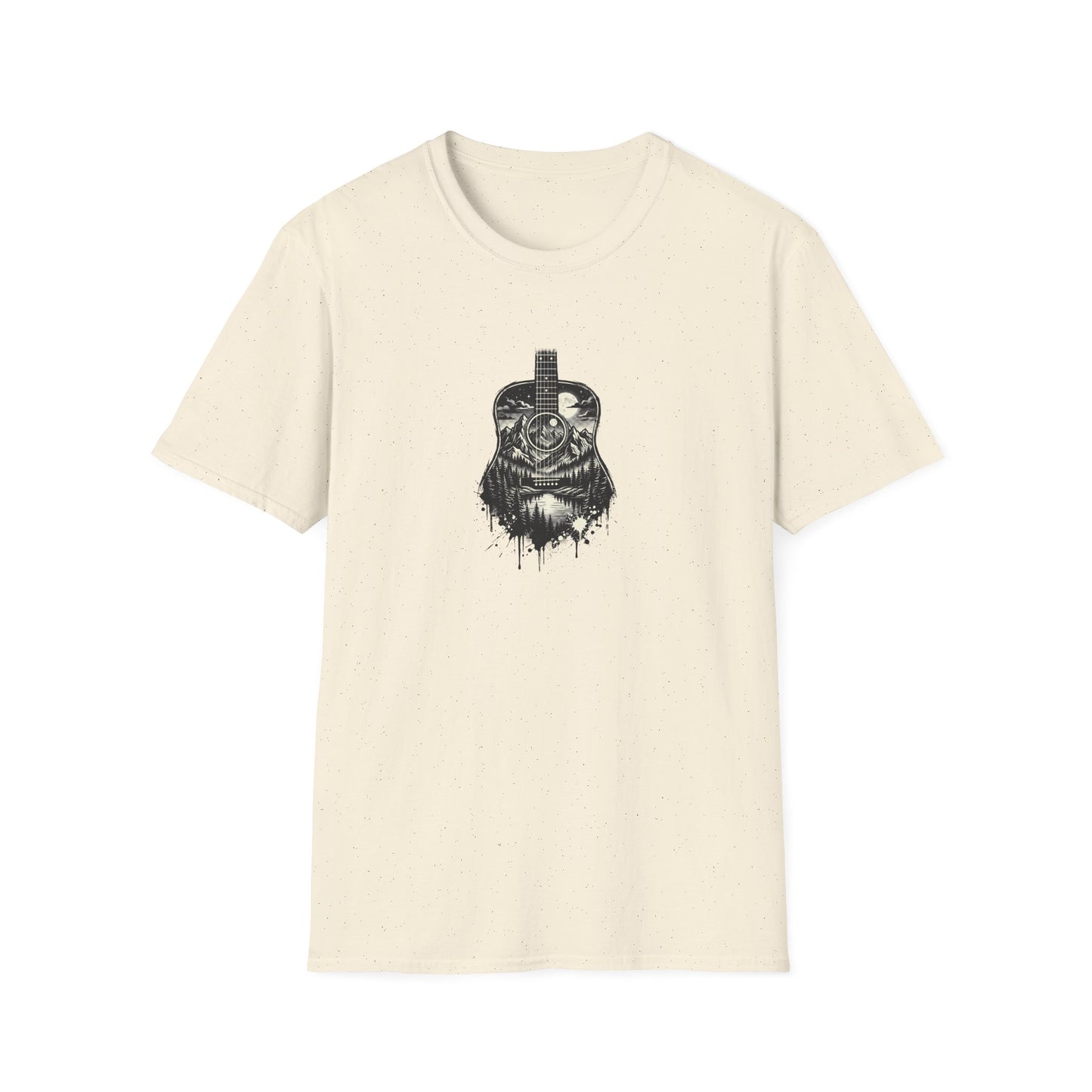 Black and White Mountain Guitar T-Shirt