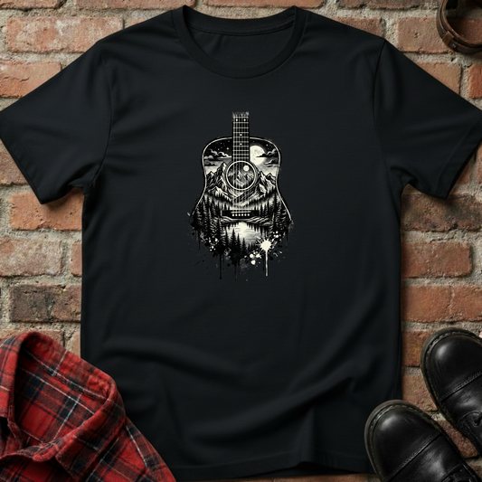 Black and White Mountain Guitar T-Shirt