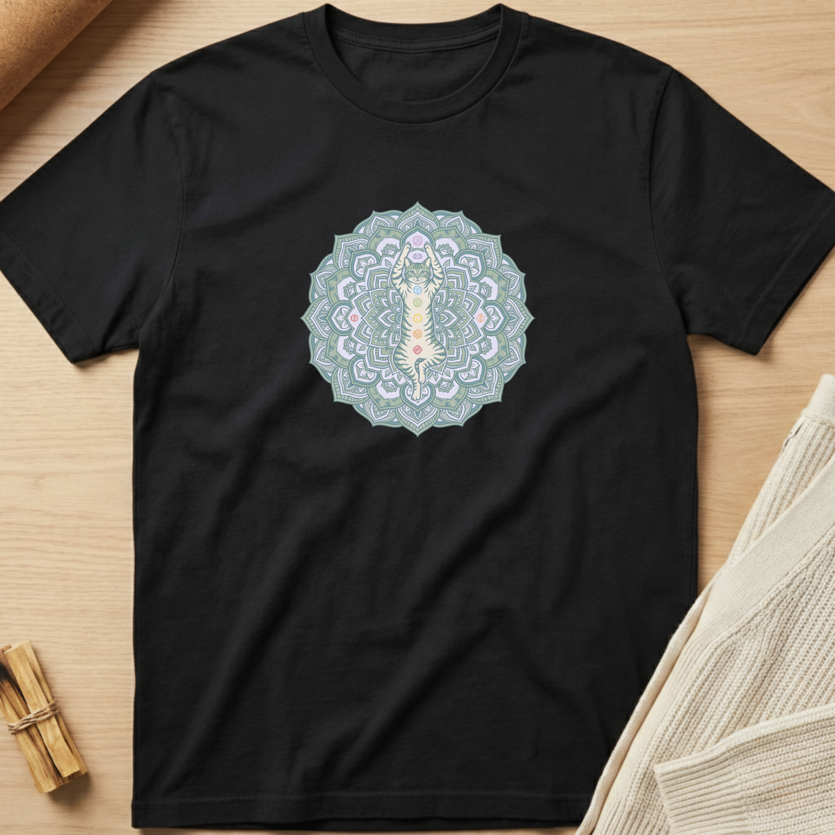 Chakra Cat Mandala T-Shirt