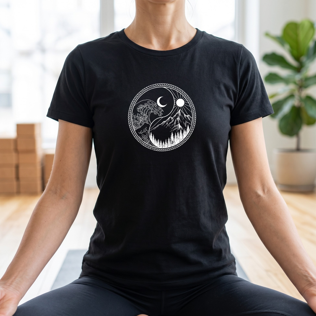 Sun & Sea Mountain Yin Yang T-Shirt