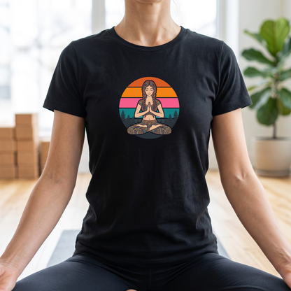 Retro Sunset Lotus Pose T-Shirt