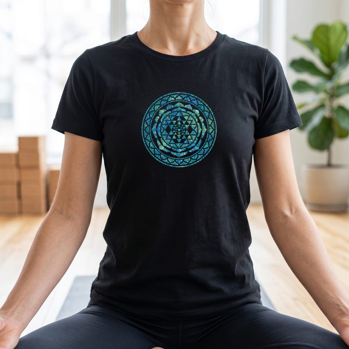 Watercolor Teal Mandala T-Shirt