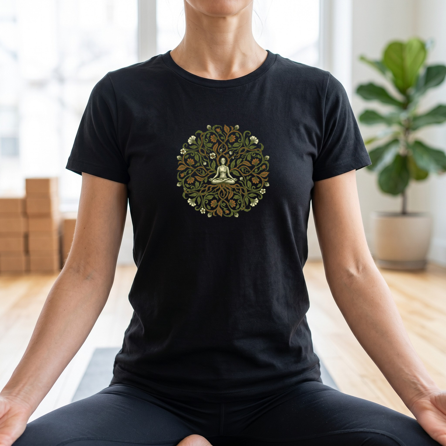 Lotus Pose Floral Mandala T-Shirt