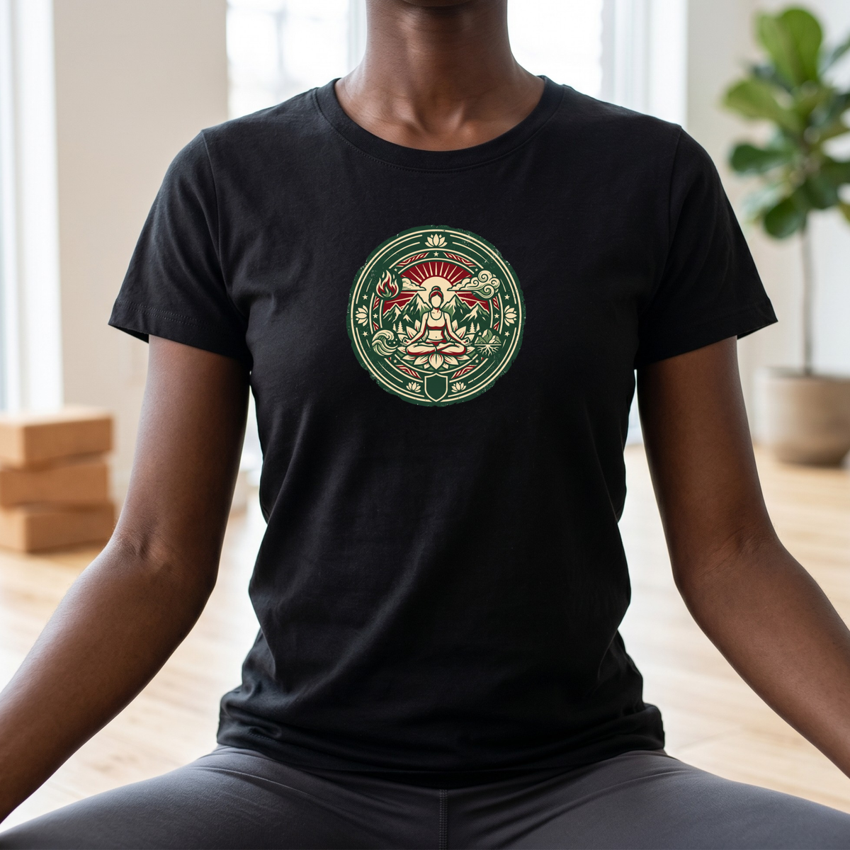 Vintage Four Elements Yoga Pose Badge T-Shirt