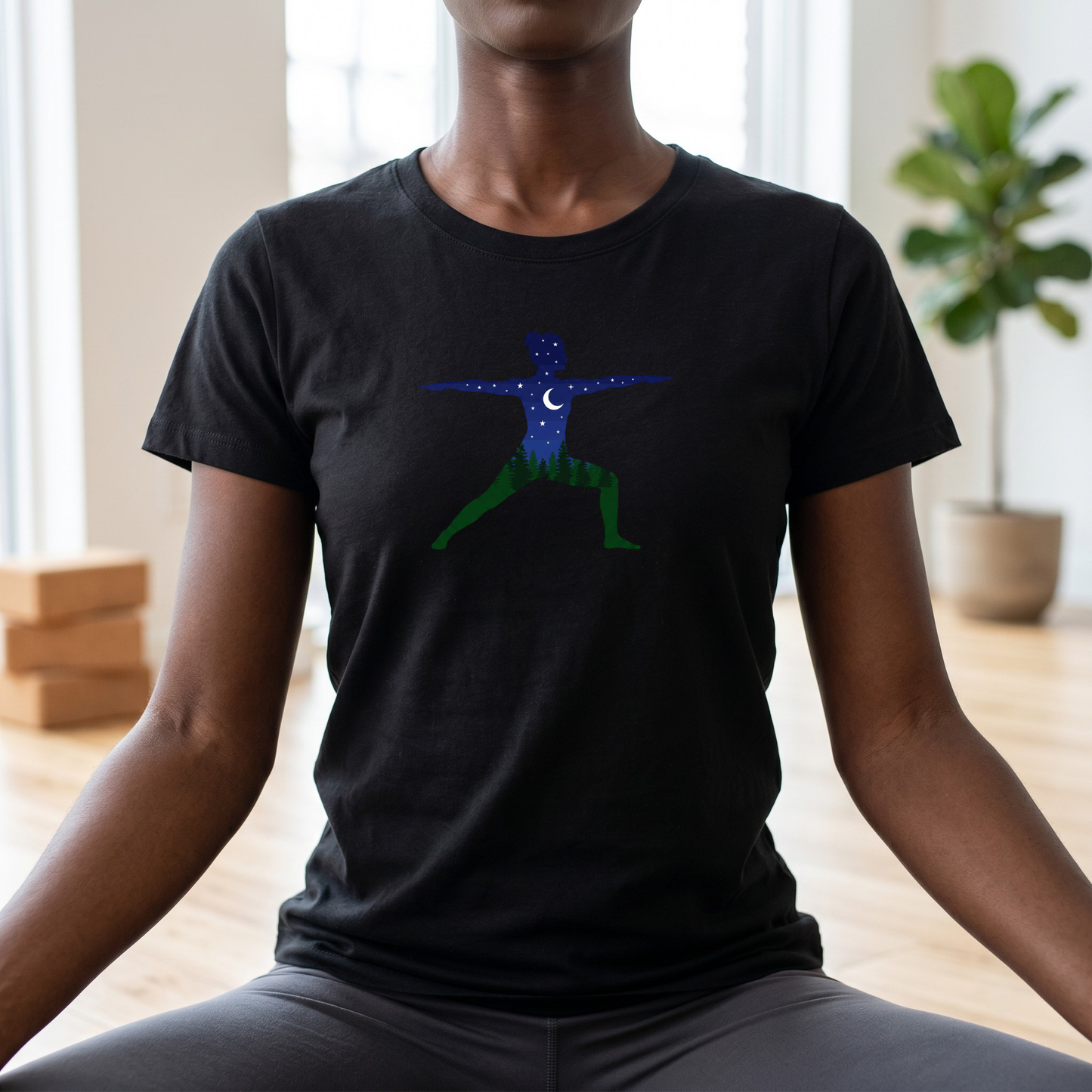 Night Forest Warrior Pose T-Shirt