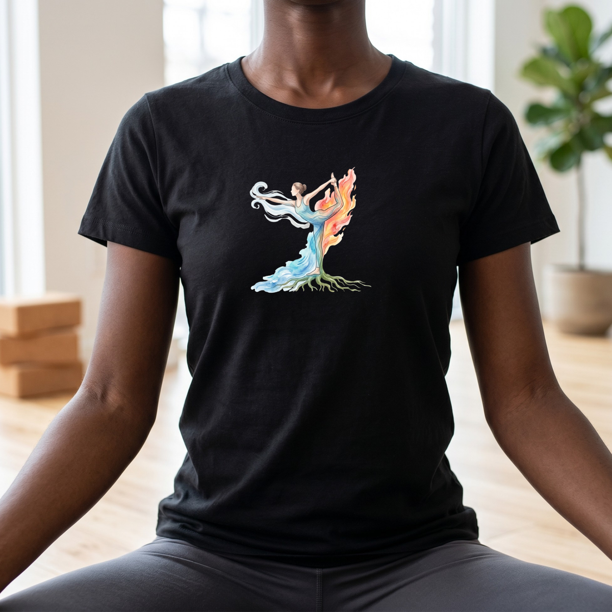 Watercolor Four Elements Yoga Pose T-Shirt