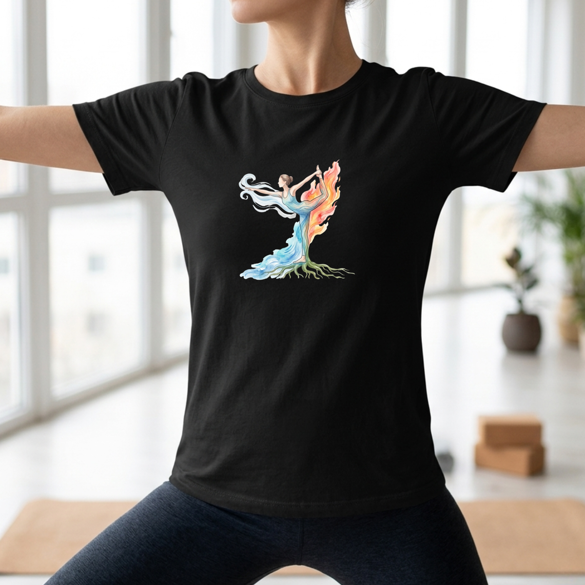 Watercolor Four Elements Yoga Pose T-Shirt