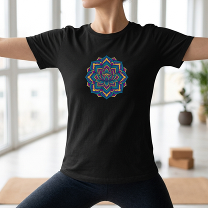 Deep Teal Floral Mandala T-Shirt