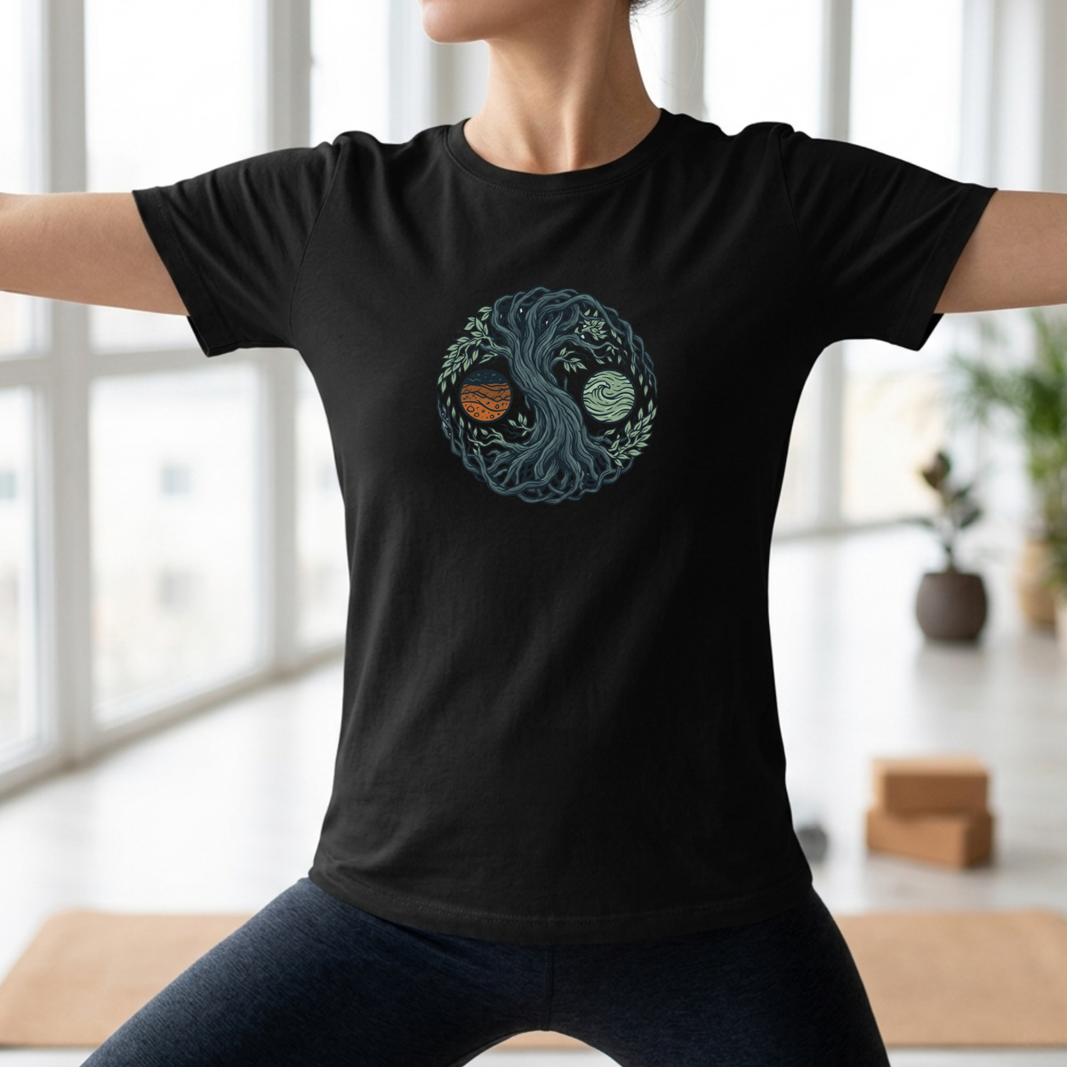 Earth and Water Tree Yin Yang T-Shirt