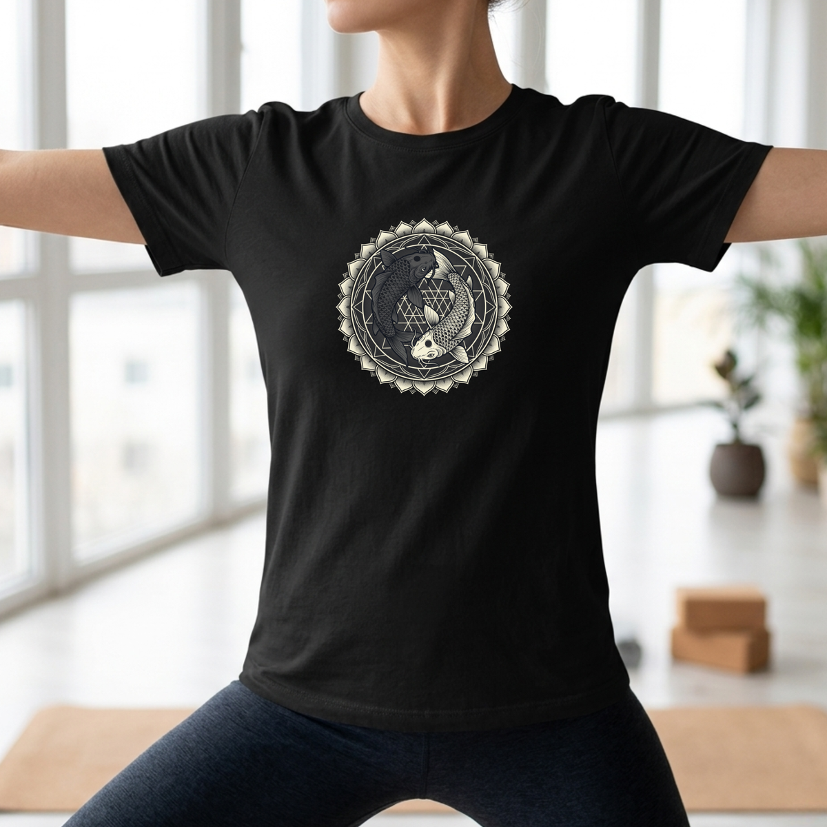Sacred Geometry Koi Yin Yang T-Shirt