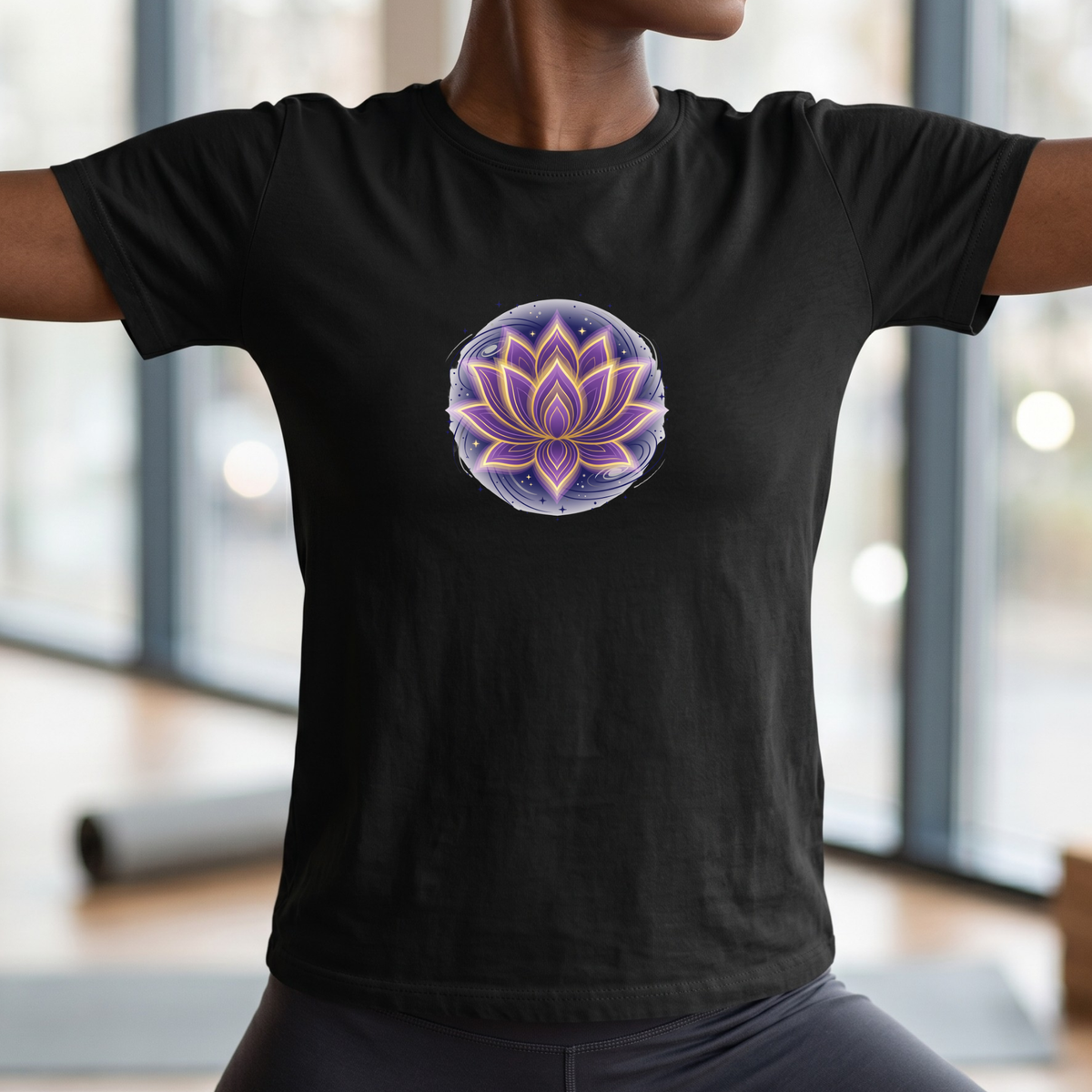 Cosmic Glowing Lotus Flower T-Shirt