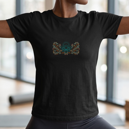 Sunburst Feather Lotus Flower T-Shirt