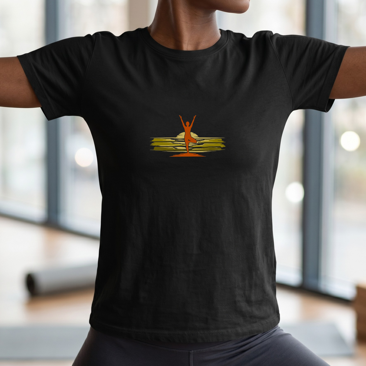 Brushstroke Sunset Tree Pose T-Shirt