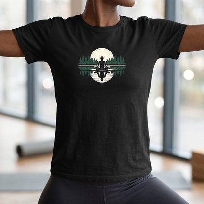 Trees & Moon Reflection Lotus Pose T-Shirt