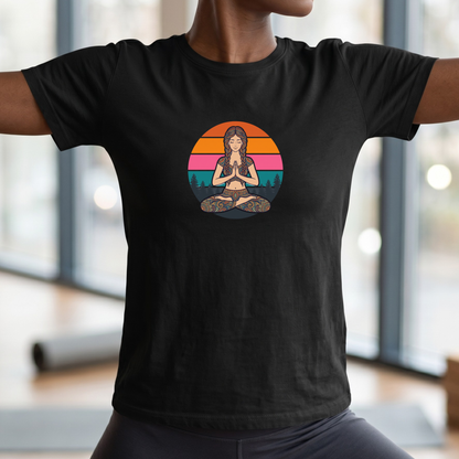 Retro Sunset Lotus Pose T-Shirt