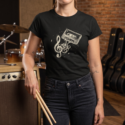 Drawn Music Note Cassette T-Shirt