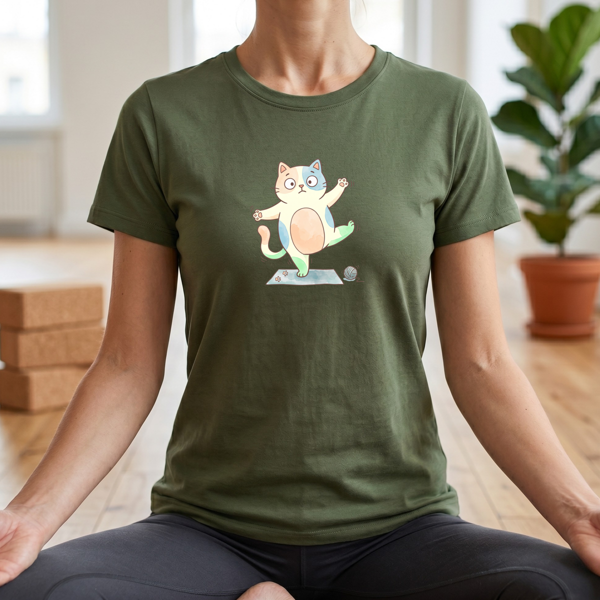 Watercolor Balancing Kitten T-Shirt