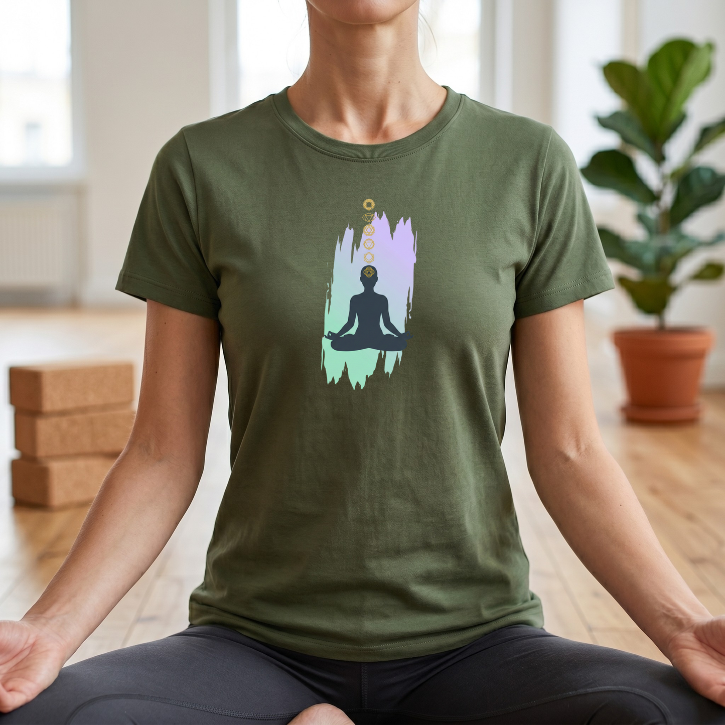 Paint Lotus Pose Chakras T-Shirt