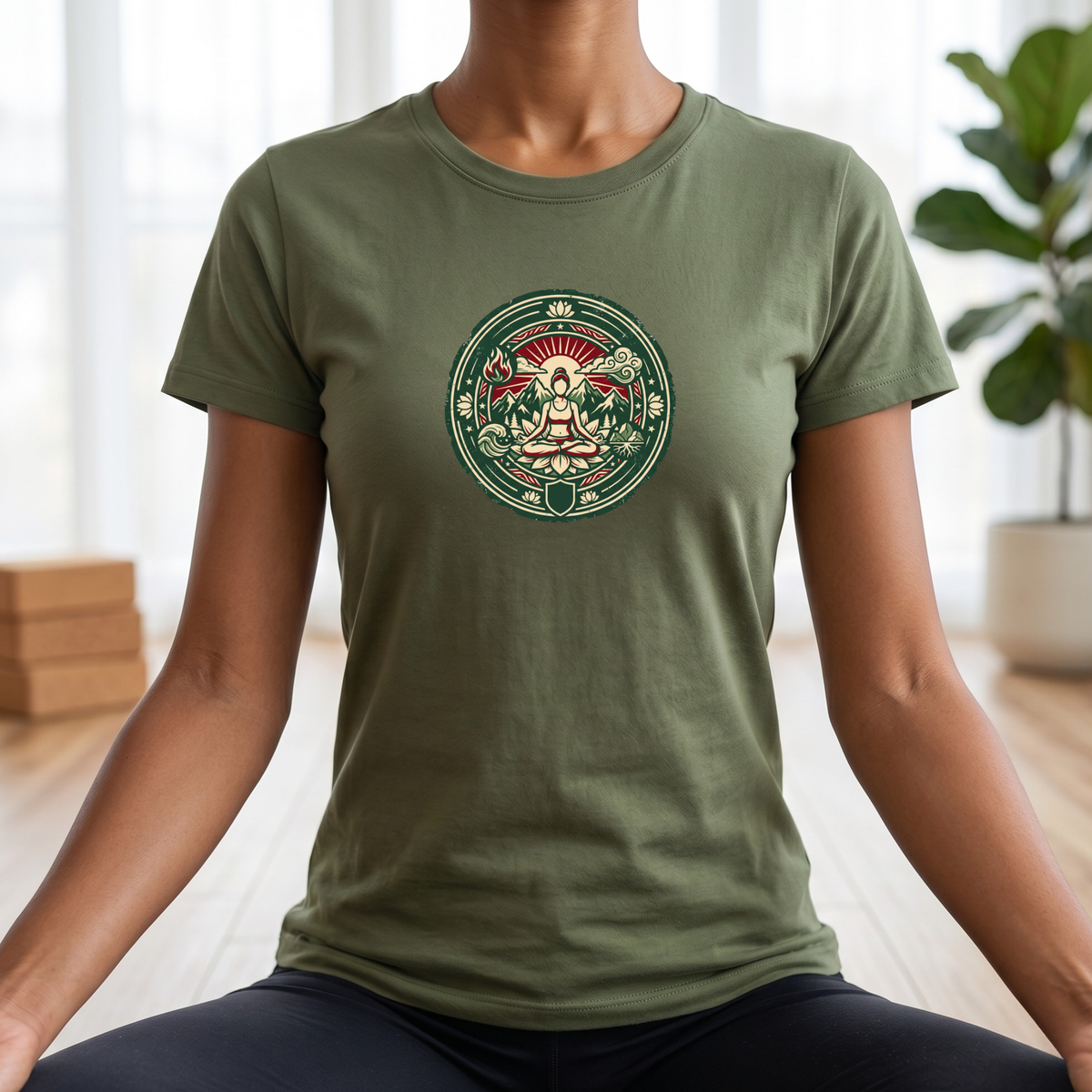 Vintage Four Elements Yoga Pose Badge T-Shirt