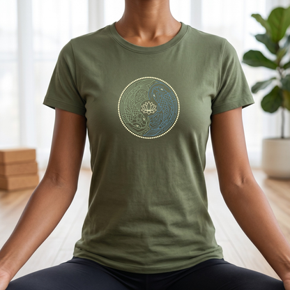 Line Art Koi Yin Yang T-Shirt