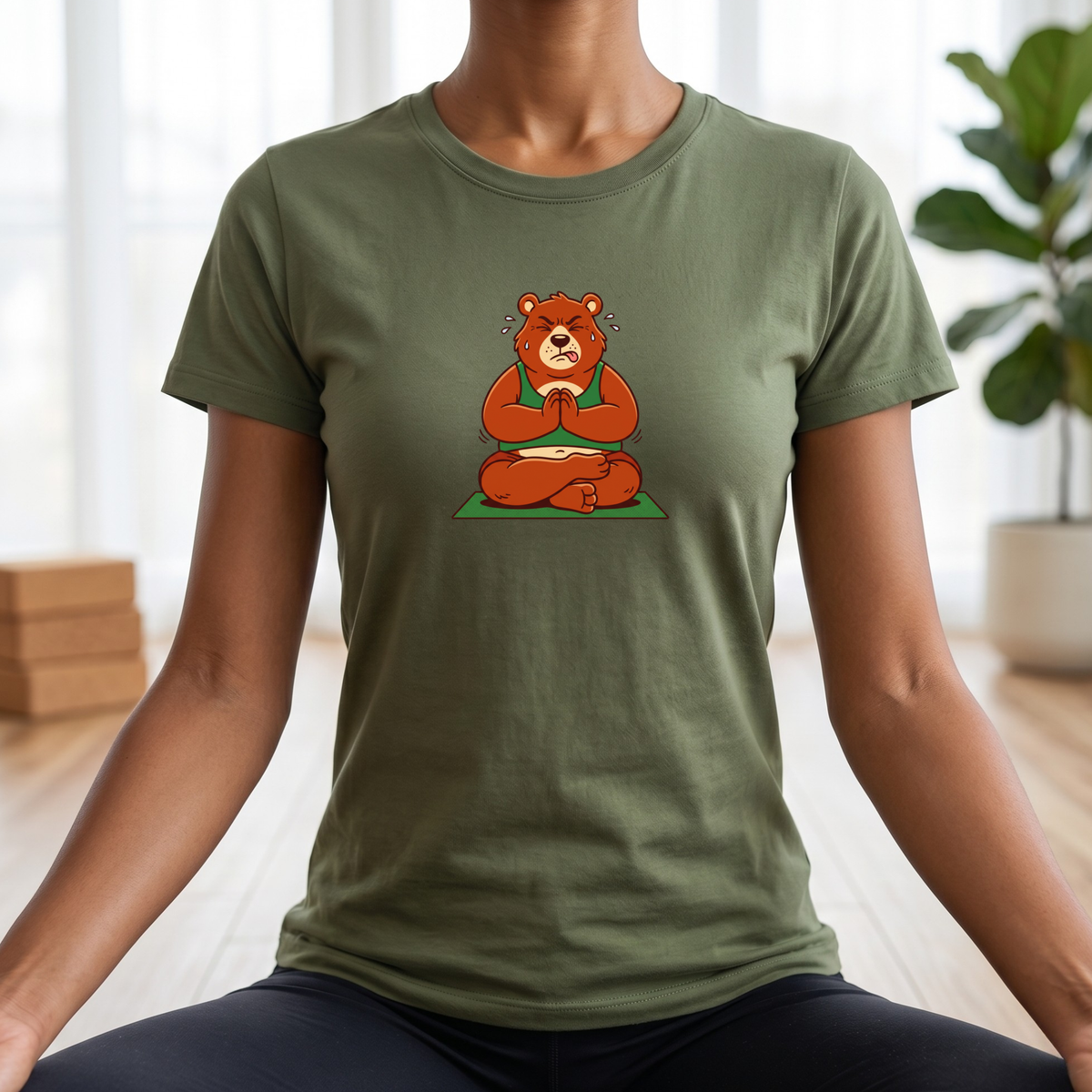 Trying My Best Yoga Bear T-Shirt