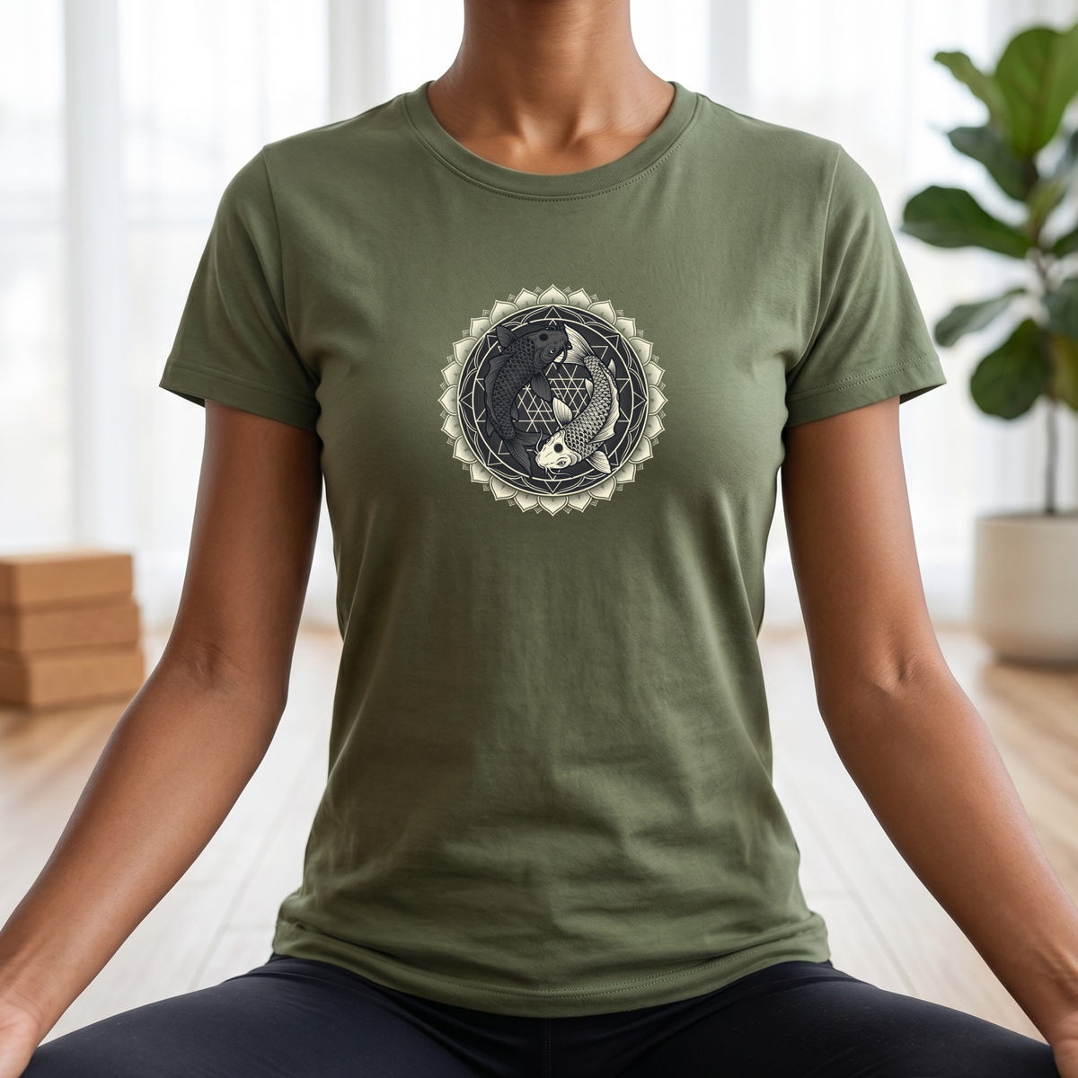 Sacred Geometry Koi Yin Yang T-Shirt