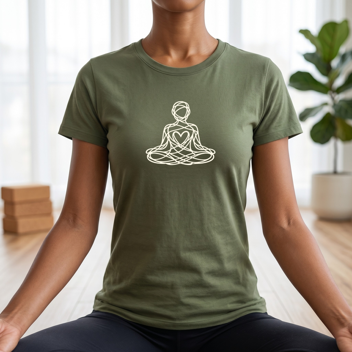 Line Art Messy Lotus Pose T-Shirt