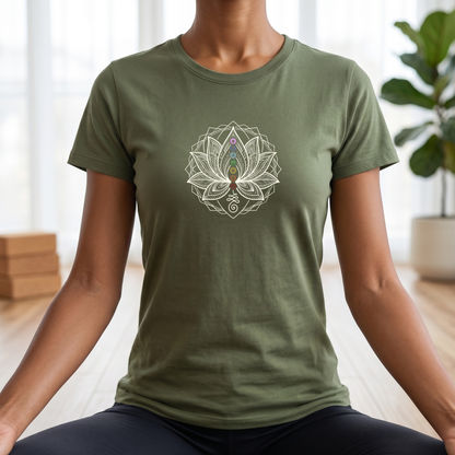 Line Art Chakra Lotus Flower T-Shirt