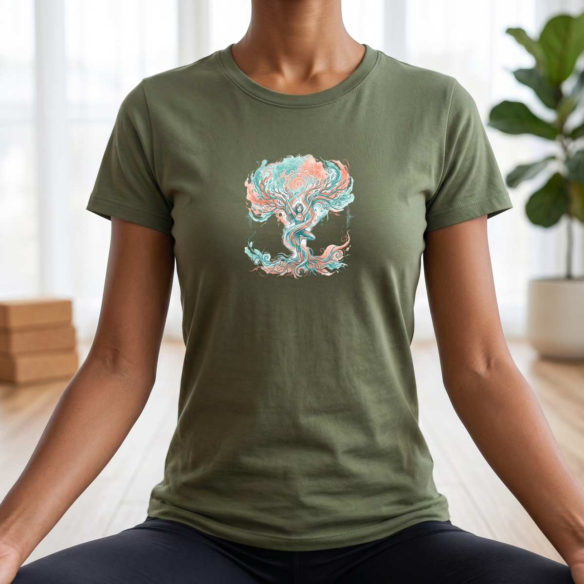 Watercolor Tree Pose Expression T-Shirt