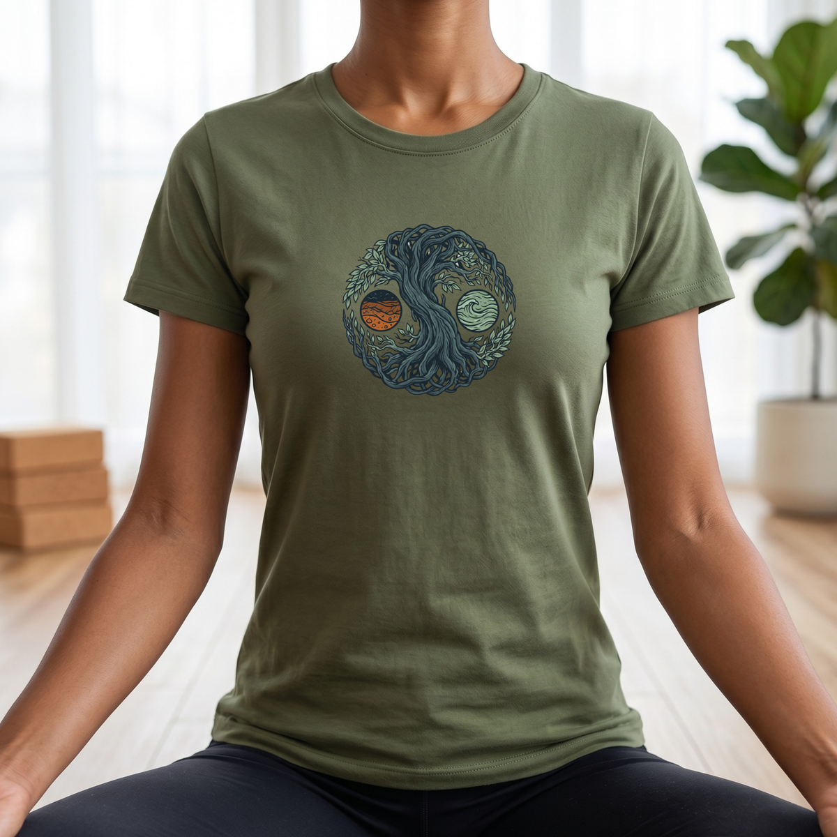 Earth and Water Tree Yin Yang T-Shirt