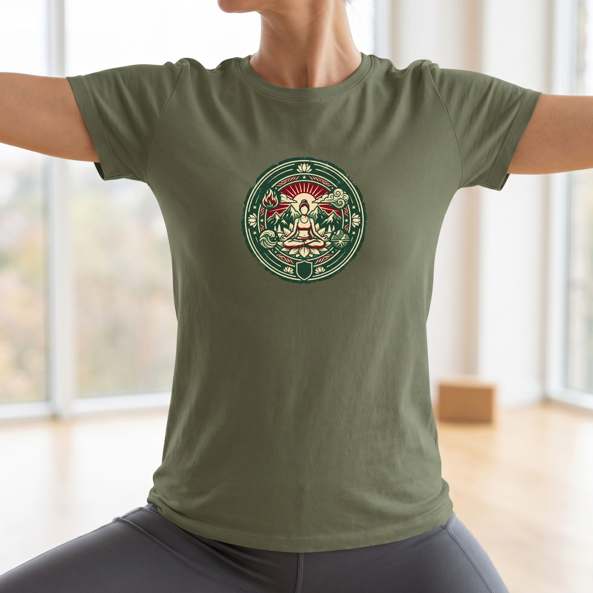 Vintage Four Elements Yoga Pose Badge T-Shirt