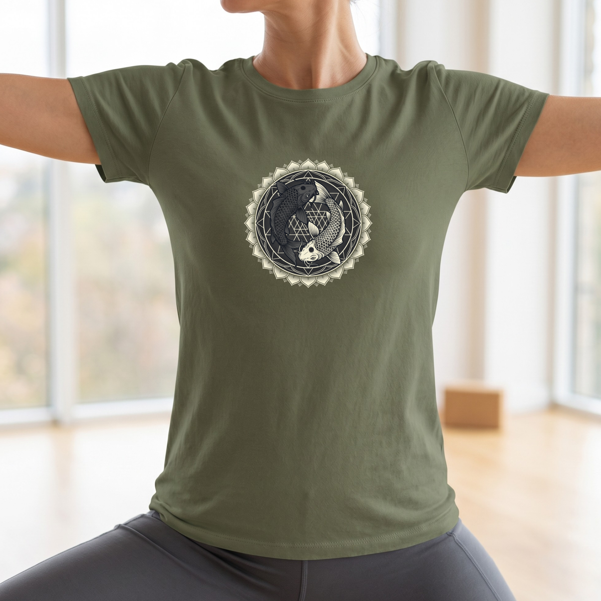 Sacred Geometry Koi Yin Yang T-Shirt