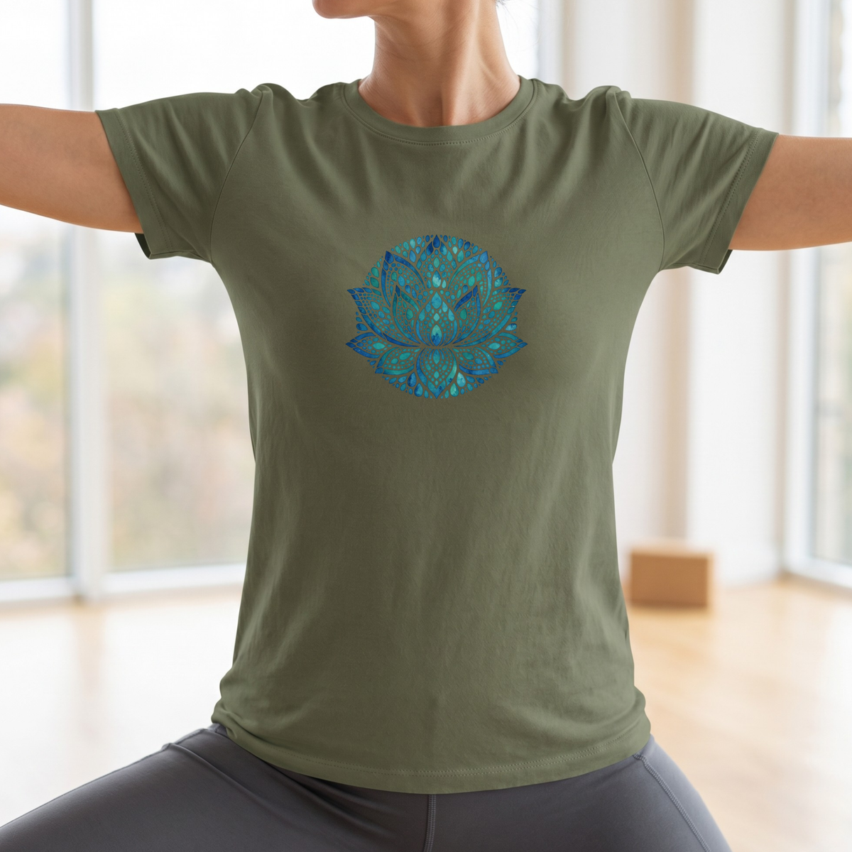 Watercolor Teal Lotus Flower T-Shirt