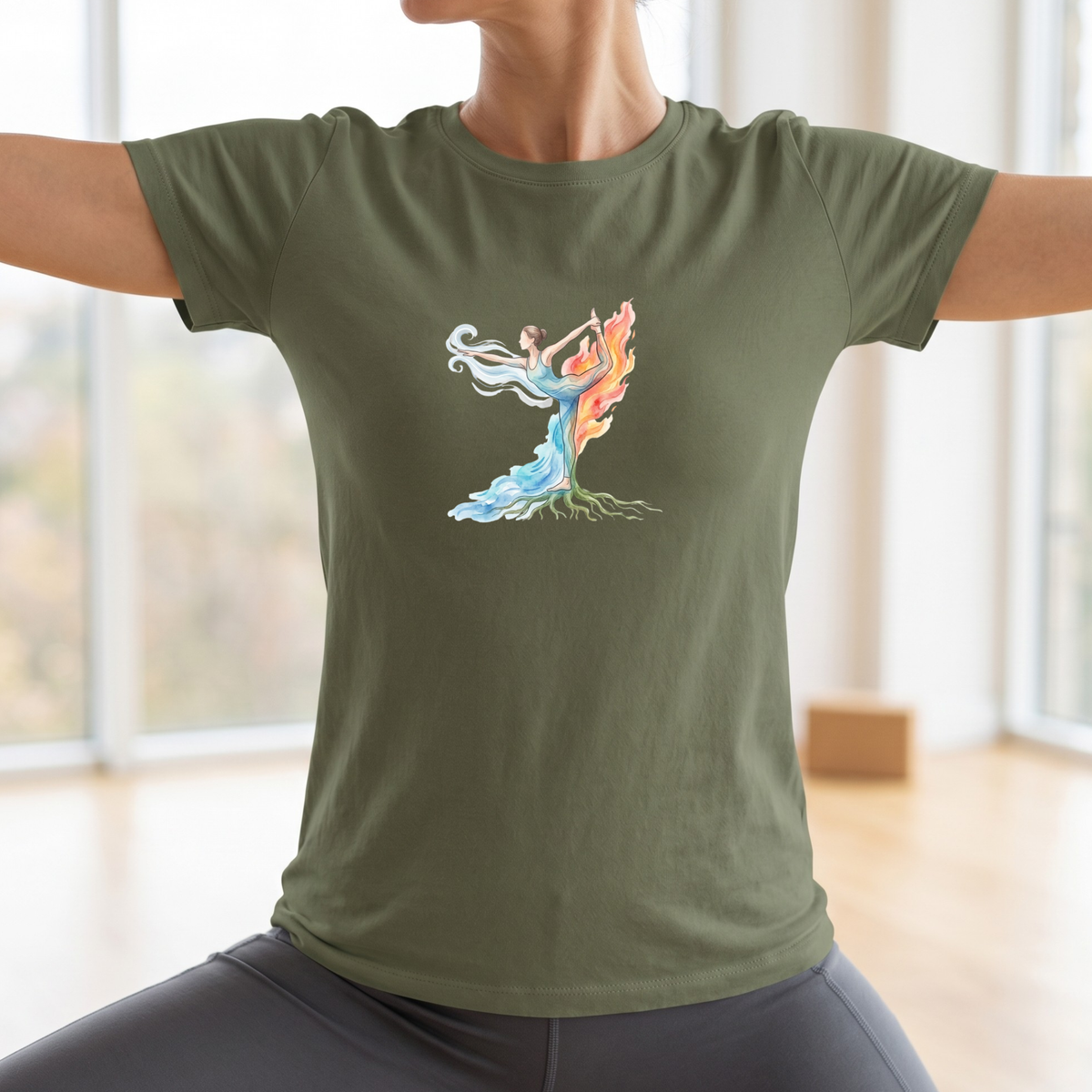 Watercolor Four Elements Yoga Pose T-Shirt