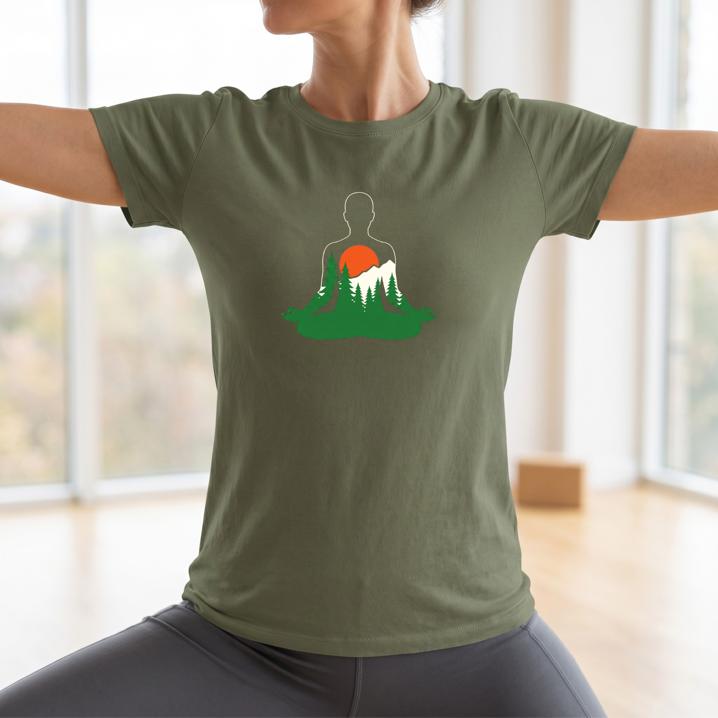 Forest and Mountains Lotus Pose T-Shirt