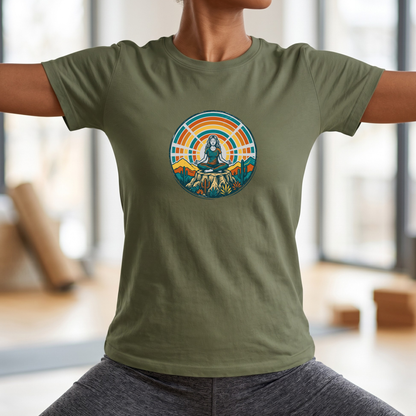 Retro Sunset Desert Yoga Pose T-Shirt