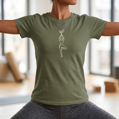 Line Art Leaf Yoga Pose T-Shirt
