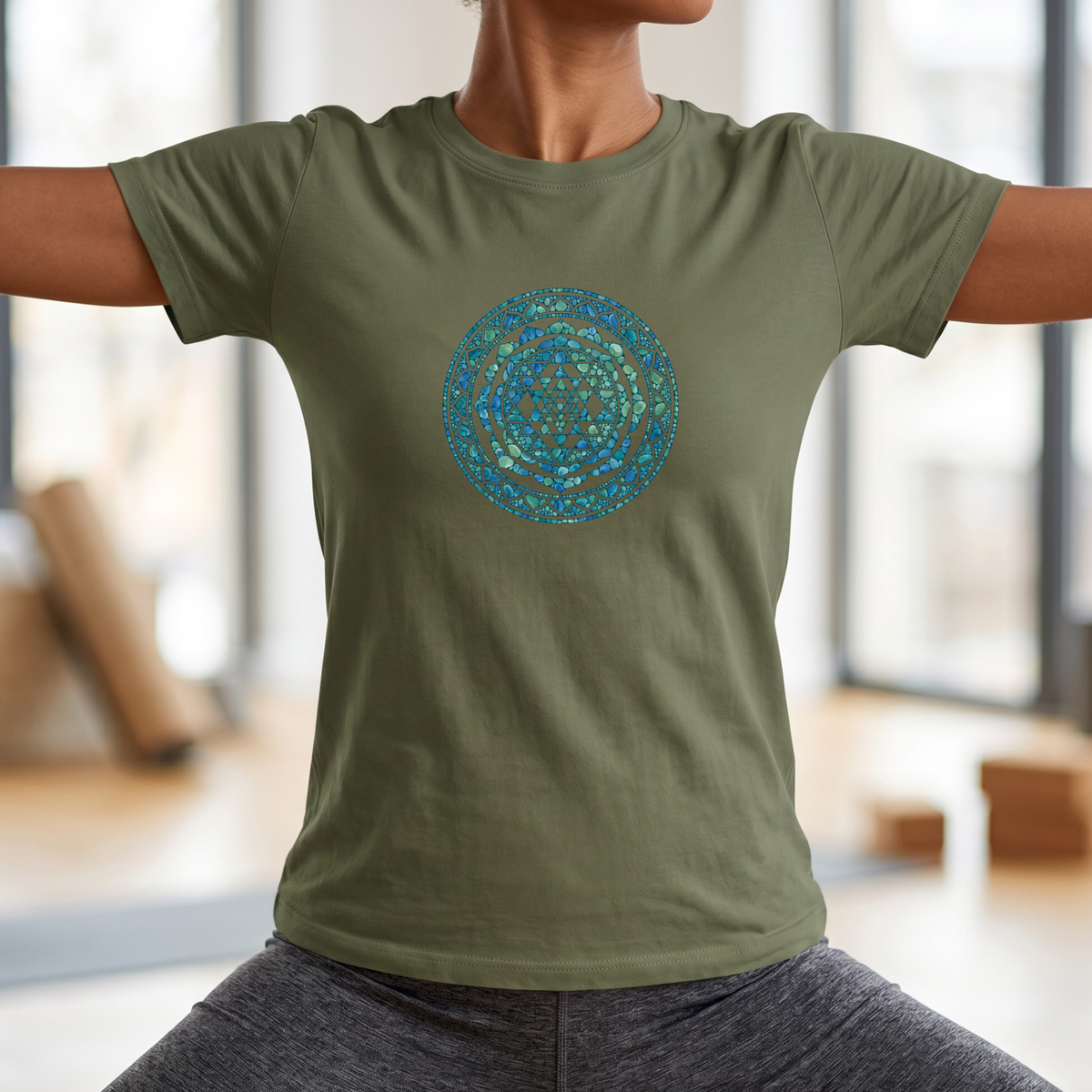 Watercolor Teal Mandala T-Shirt