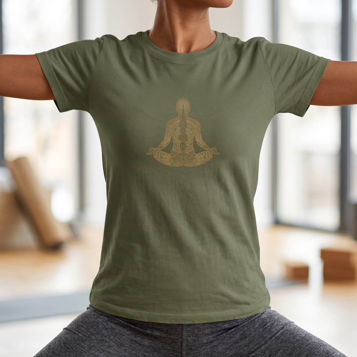 Gold Spine Lotus Pose T-Shirt