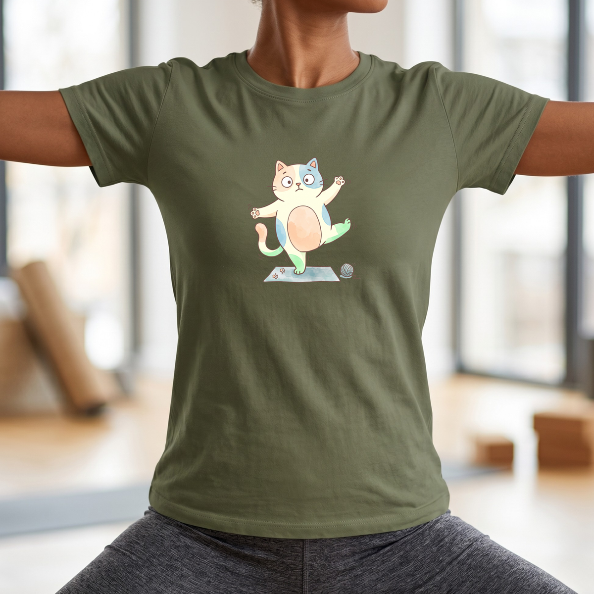 Watercolor Balancing Kitten T-Shirt