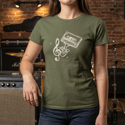 Drawn Music Note Cassette T-Shirt