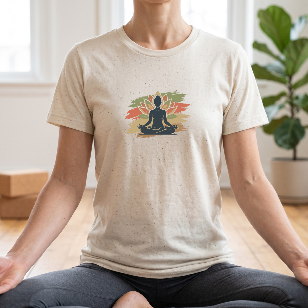 Earthy Brushstroke Lotus T-Shirt