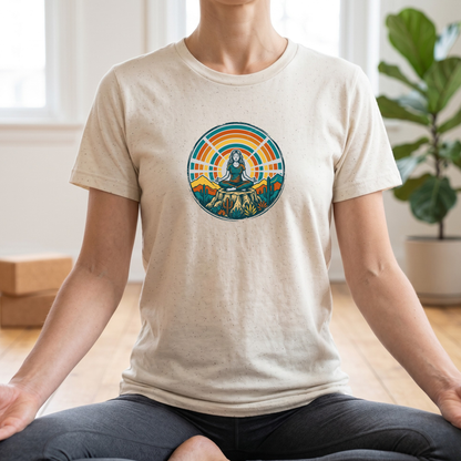 Retro Sunset Desert Yoga Pose T-Shirt