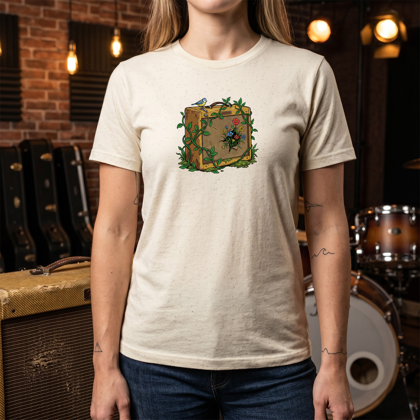 Bird and Flowers Amp T-Shirt